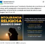 Em meio à crise da lata, Senado faz post sobre o que é intolerância religiosa